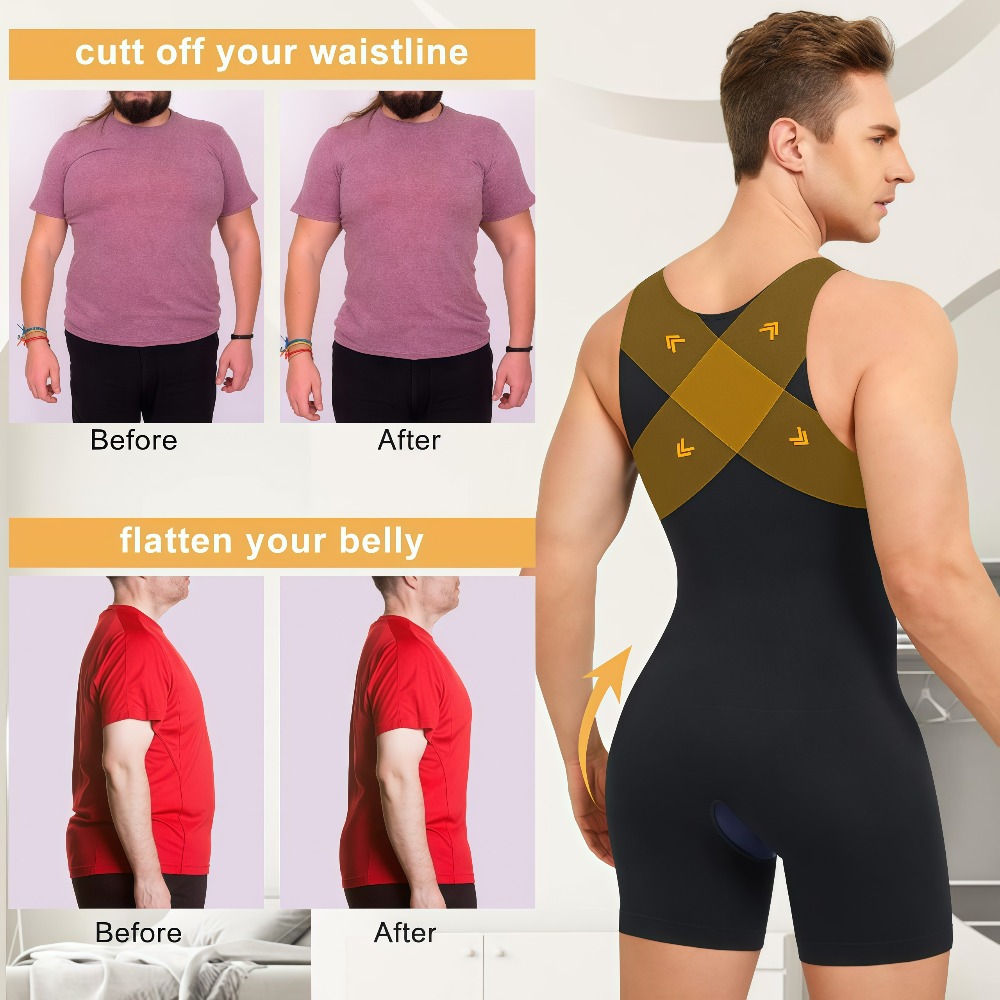 1Pcs Mens Seamless Compression - Shapewear Bodysuit Firm 评论和价格