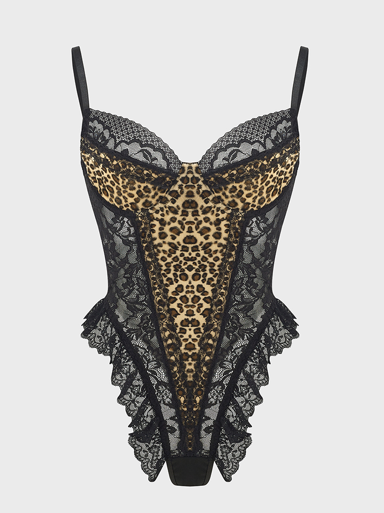 Sexy Lace Leopard Pattern Body - Shapewear Bodysuit Firm 评论和价格