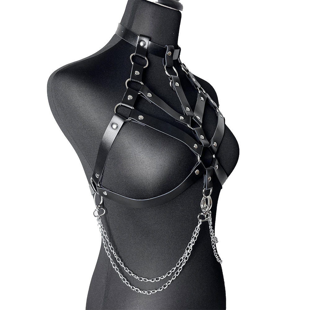 Chain with Leather Lingerie Wo - Garter Belt Set 评论和价格