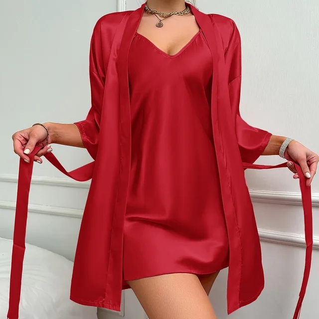 Silk Satin Women Nightgown Set - Robe Silk Women 评论和价格