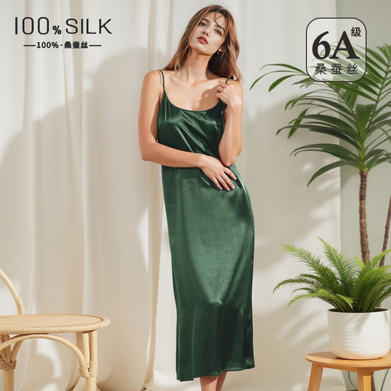 100% Mulberry Silk Slip Dress  - Robe Silk Women 评论和价格