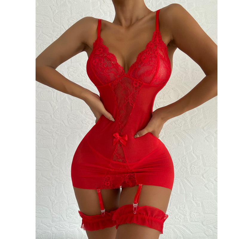 Transparent V-neck Strap Night - Babydoll Chemise Night 评论和价格