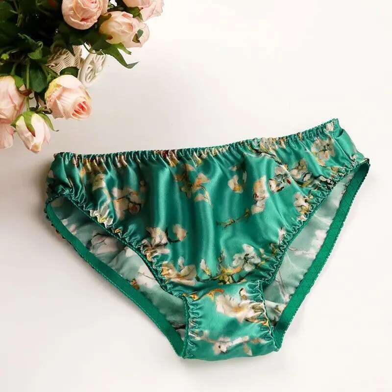 Summer Floral Print Ice Silk M - Boyshort Underwear 评论和价格